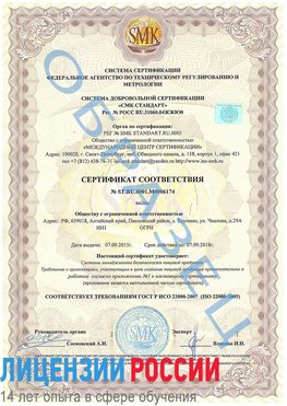 Образец сертификата соответствия Карагай Сертификат ISO 22000