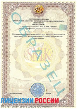 Образец сертификата соответствия (приложение) Карагай Сертификат ISO 13485